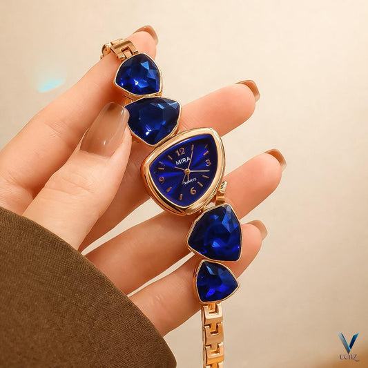 3D Crystal Stones Bracelet Style Watch for Women