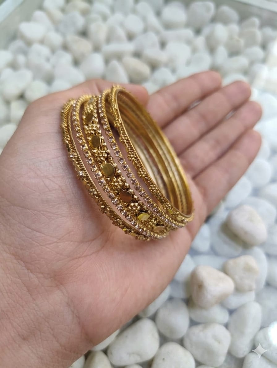 Luxury Gold-Plated Crystal Bangle Set for Women | Premium Fashion Bangles