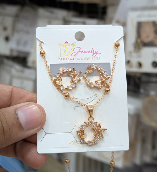 Flower Stainless Steel Necklace Set