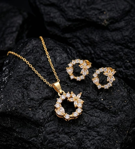 Flower Stainless Steel Necklace Set