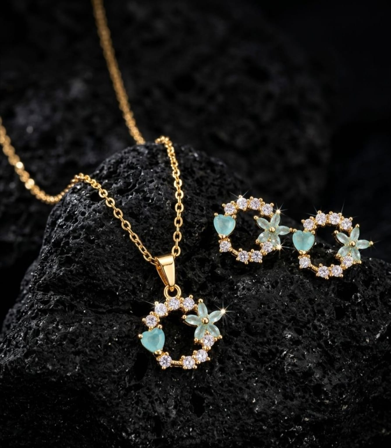 Flower Stainless Steel Necklace Set