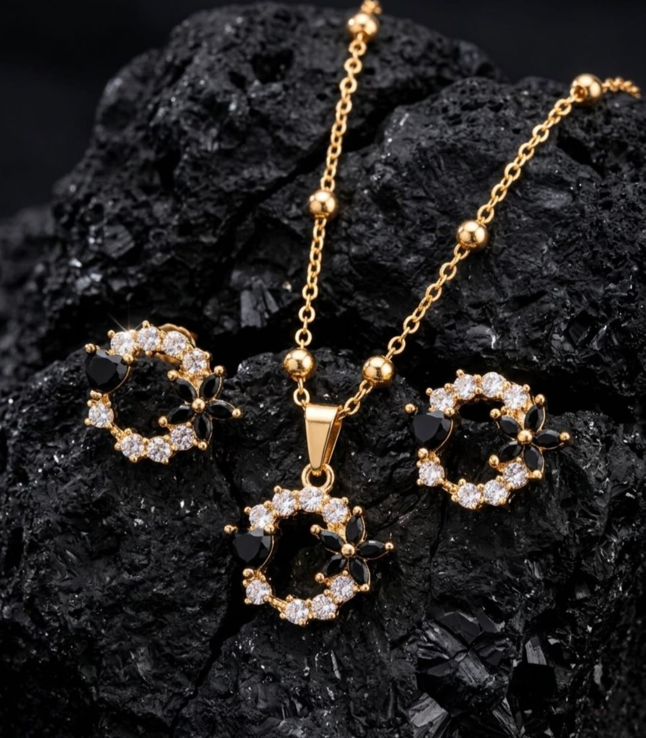Flower Stainless Steel Necklace Set
