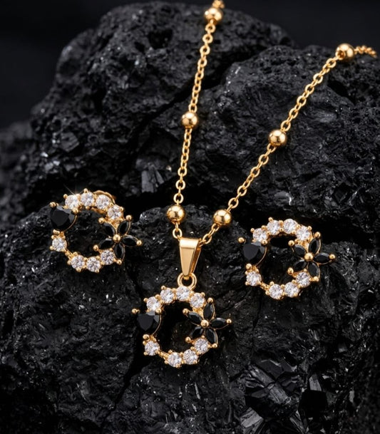 Flower Stainless Steel Necklace Set