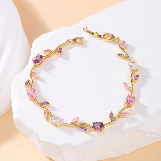 Korean Style White Flower Tulip Heart Bracelet