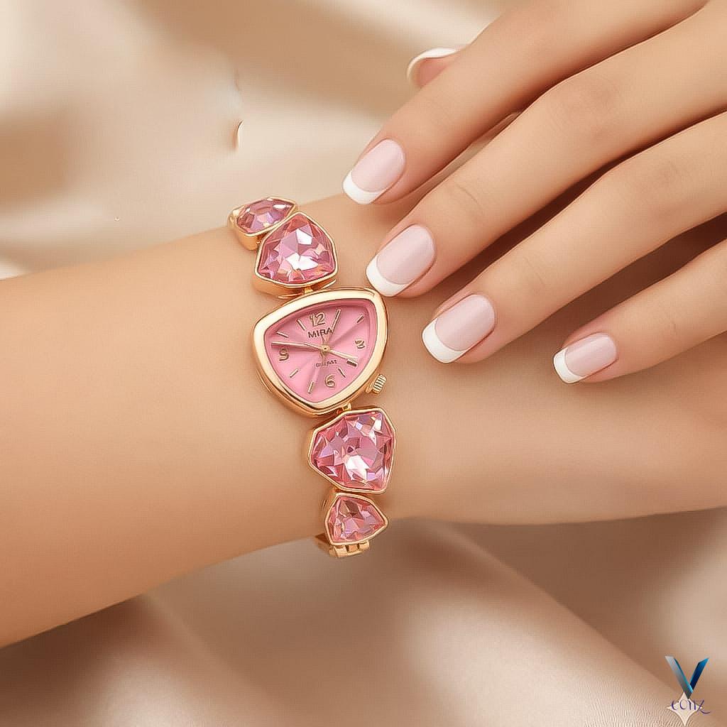 3D Crystal Stones Bracelet Style Watch for Women