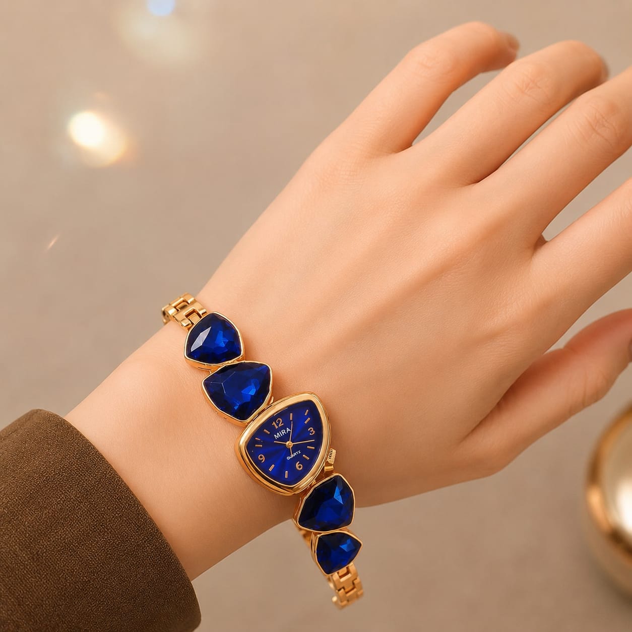 3D Crystal Stones Bracelet Style Watch for Women