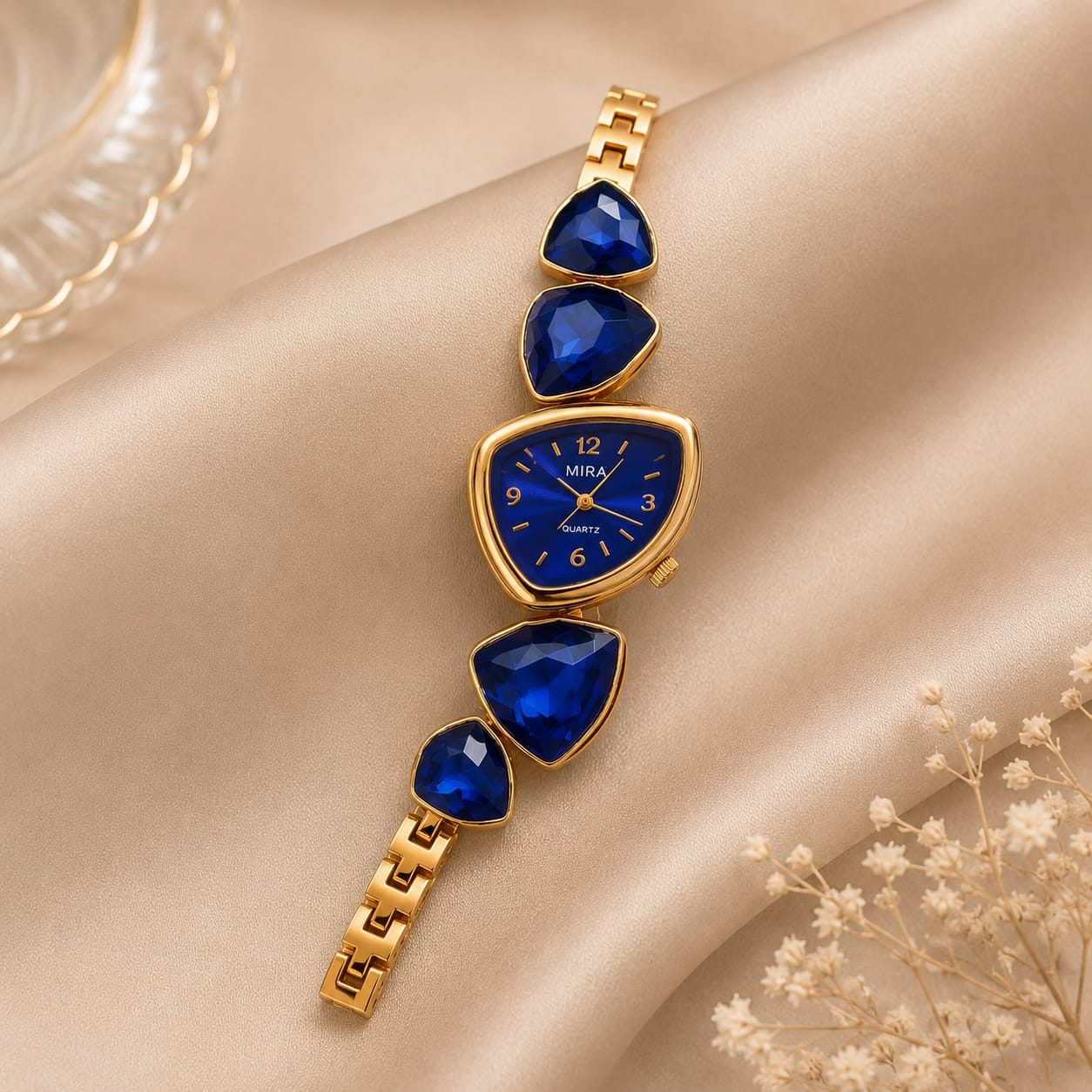 3D Crystal Stones Bracelet Style Watch for Women