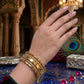 New Fancy Silver & Golden Steel Bangle Set
