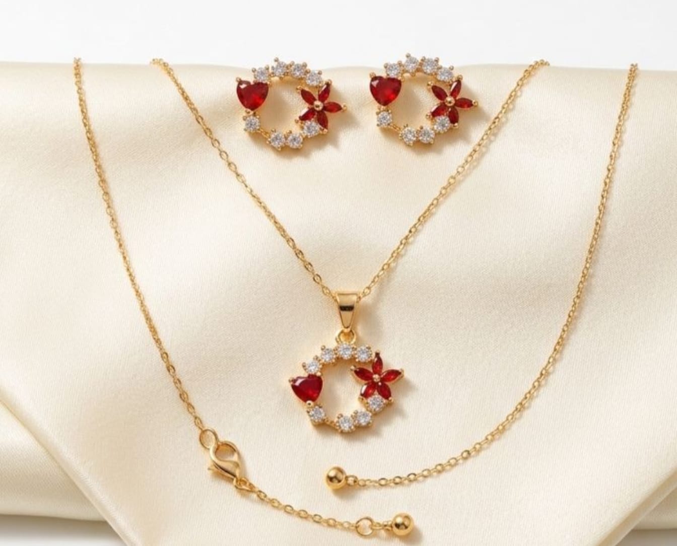 Flower Stainless Steel Necklace Set