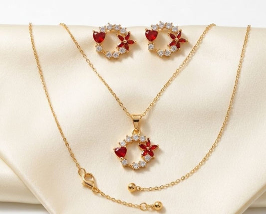 Flower Stainless Steel Necklace Set