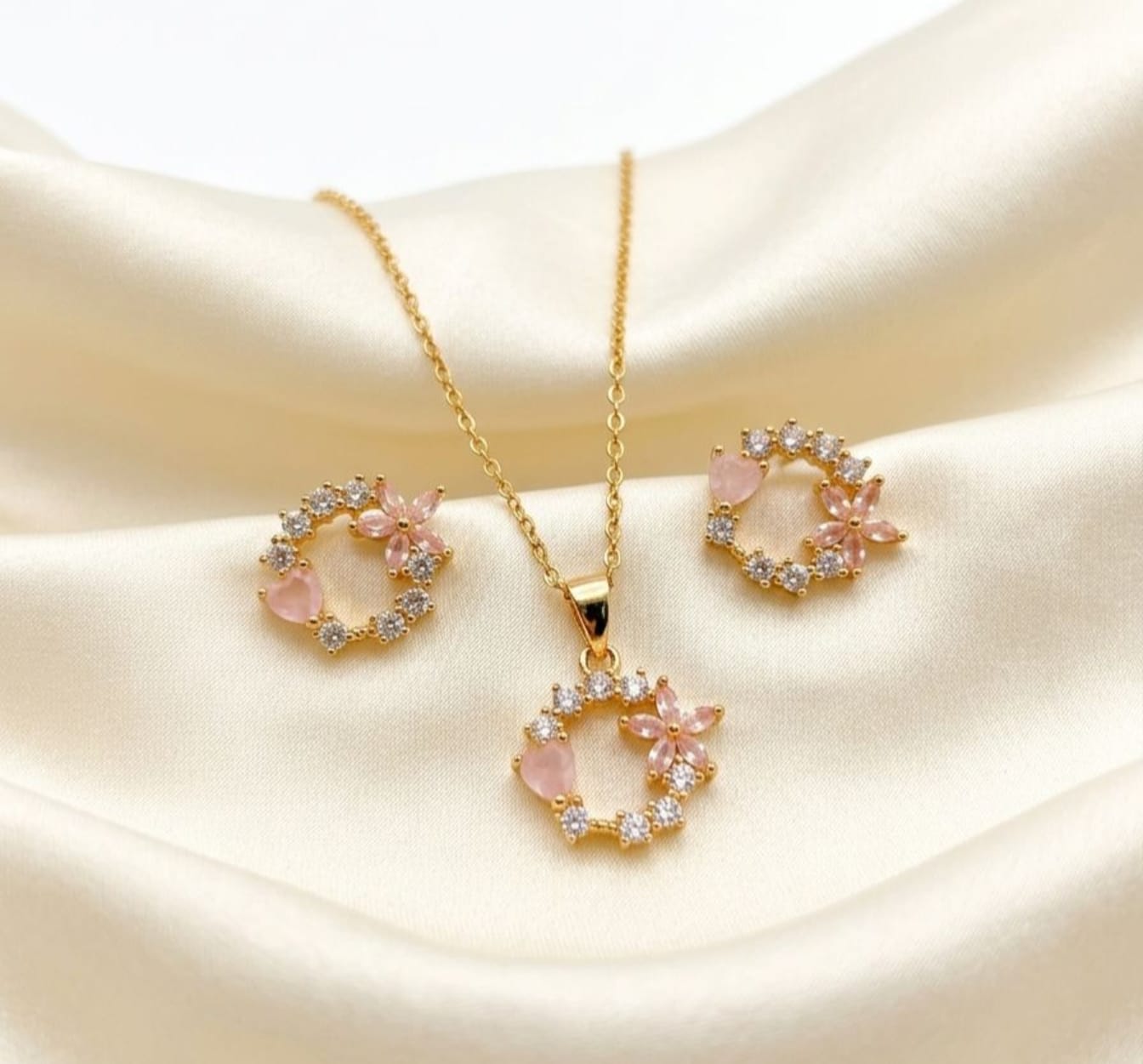 Flower Stainless Steel Necklace Set