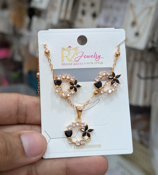 Flower Stainless Steel Necklace Set