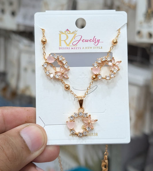 Flower Stainless Steel Necklace Set