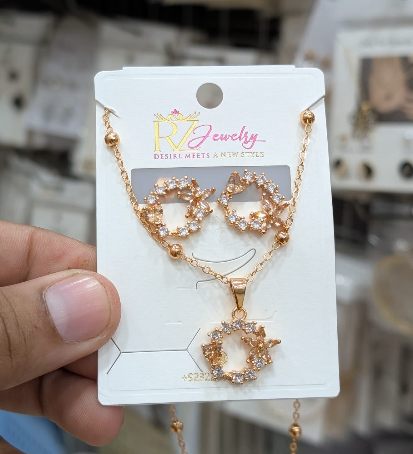 Flower Stainless Steel Necklace Set