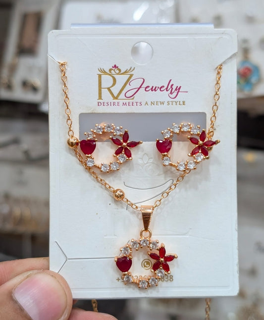 Flower Stainless Steel Necklace Set