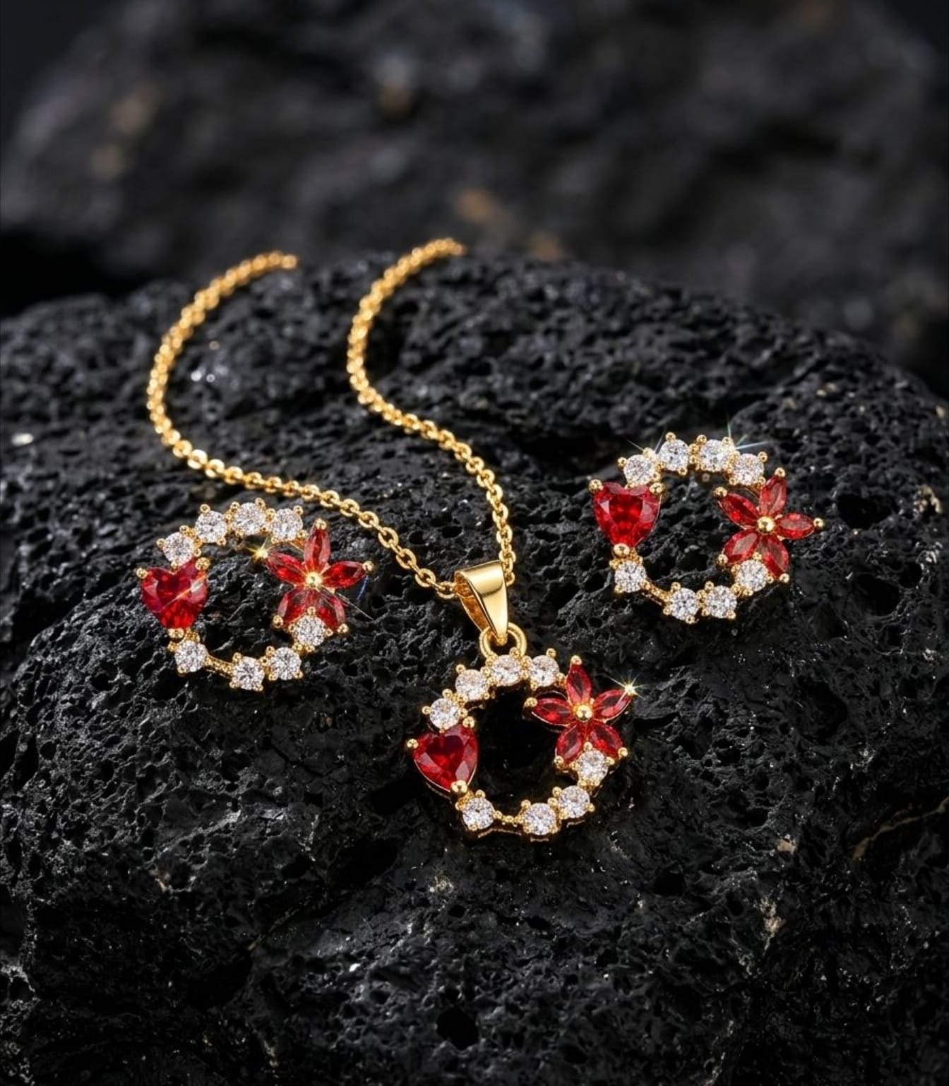 Flower Stainless Steel Necklace Set