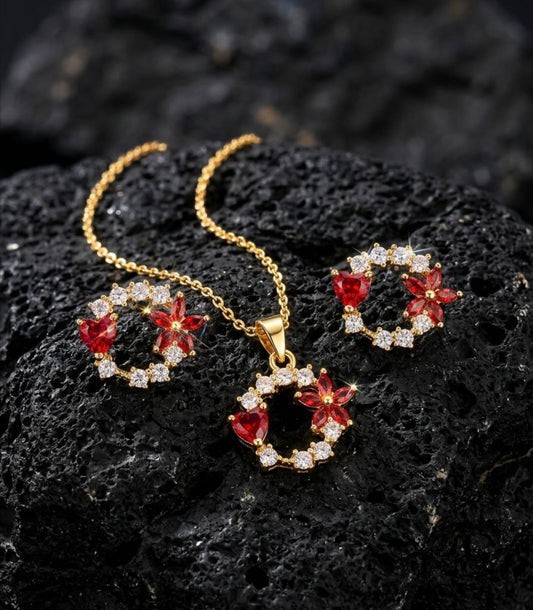Flower Stainless Steel Necklace Set