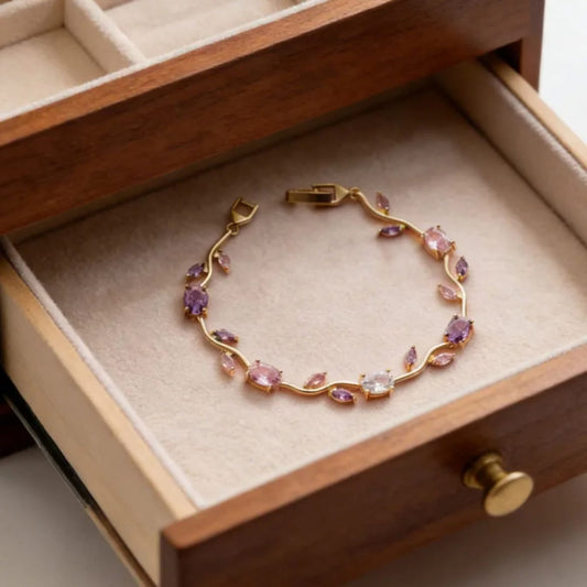 Korean Style White Flower Tulip Heart Bracelet