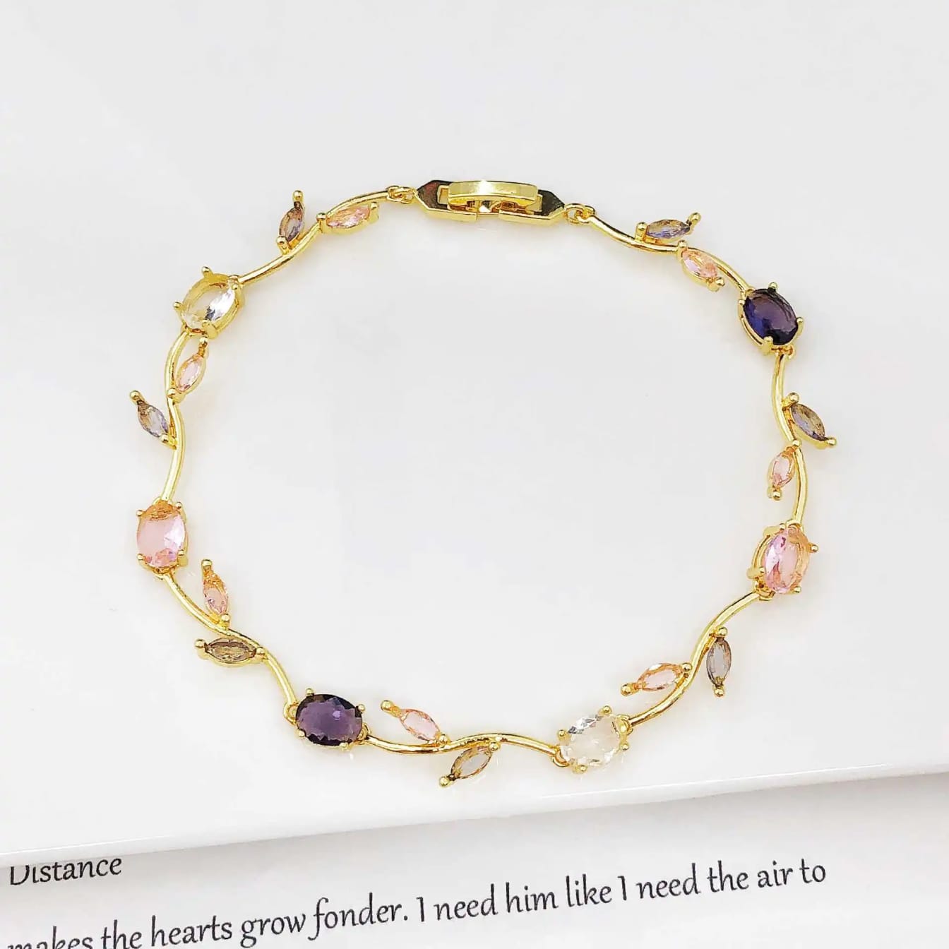 Korean Style White Flower Tulip Heart Bracelet