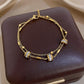 Stainless Steel Rhinestone Beads Double Layer Bracelet for Women